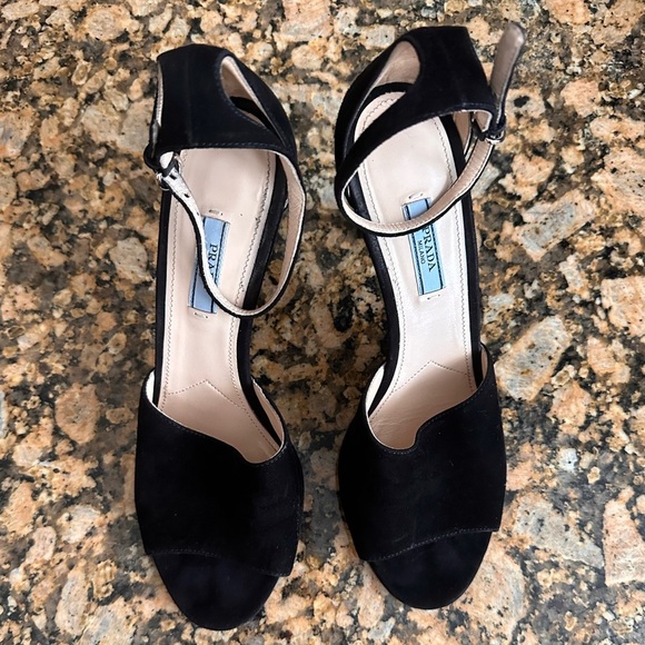 Prada Sued Ankle Strap Pump Sandals - Picture 8 of 11